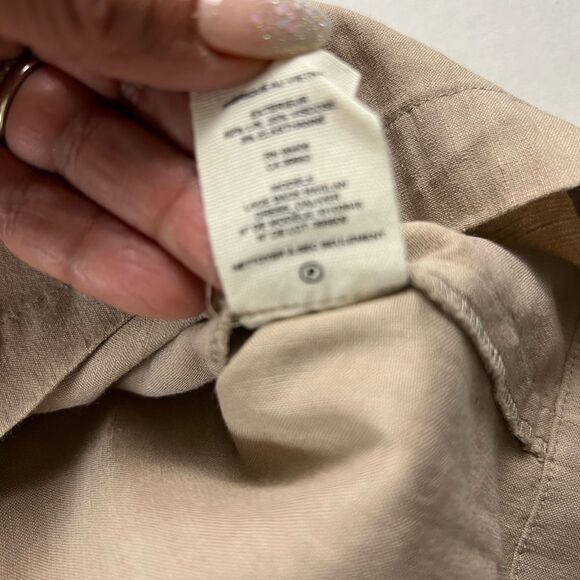 Theory Linen Blend Lace Back Raglan Shift Dress - Picture 6 of 9